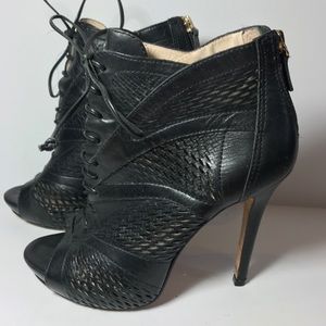 LK Bennett Black Perforated Peep Toe Bootie Sz 7